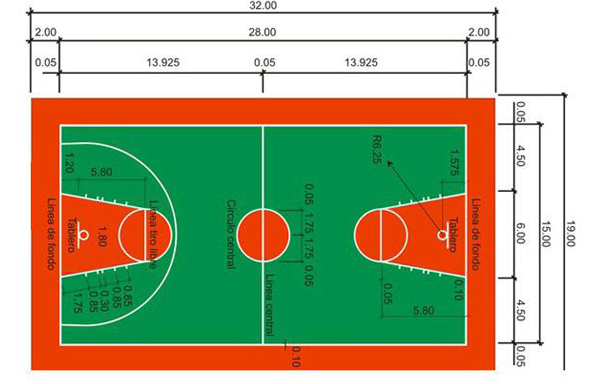 篮球场围网标准尺寸平面图